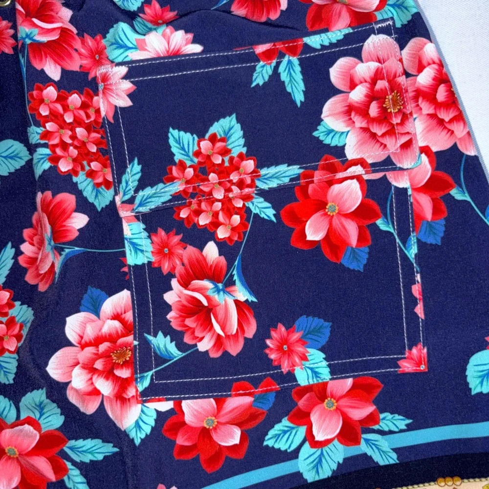 Johnny Was Swim Shorts XS Multicolor New Patchwork Floral Baroque CSW2222-Y